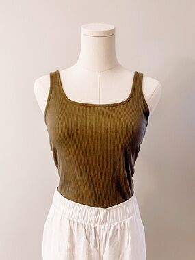 Garage Olive Ribbed Bodysuit
